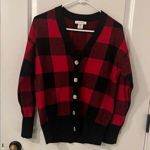 Tommy Bahama Red and Black Buffalo Plaid Cardigan